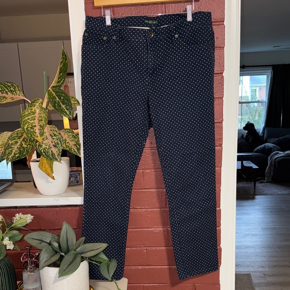 Ralph Lauren Navy and White Polka Dot Jeans